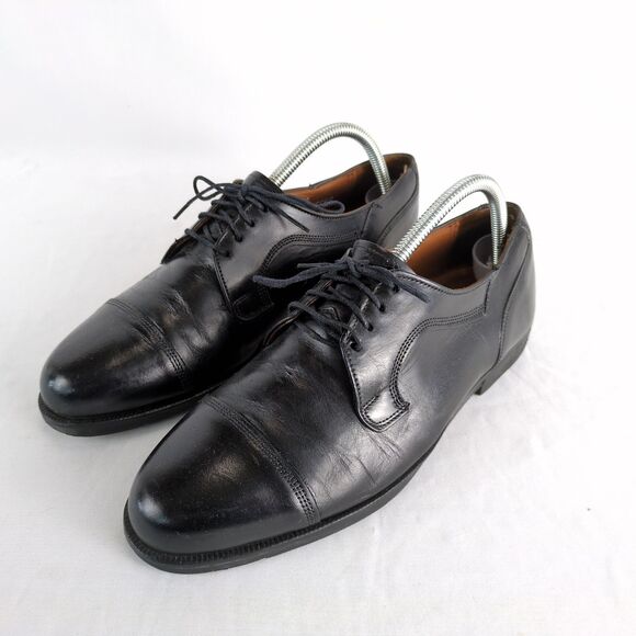 Bostonian Elements Men's 8.5 Black Leather Cap Toe Derby Dress Shoes Italy USA - Picture 1 of 9